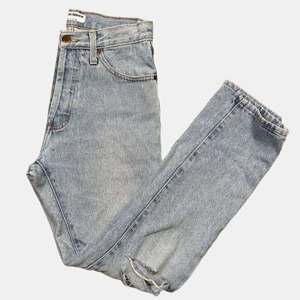 American Apparel Light Wash High Rise Distressed Vintage Denim Jeans Women's 28